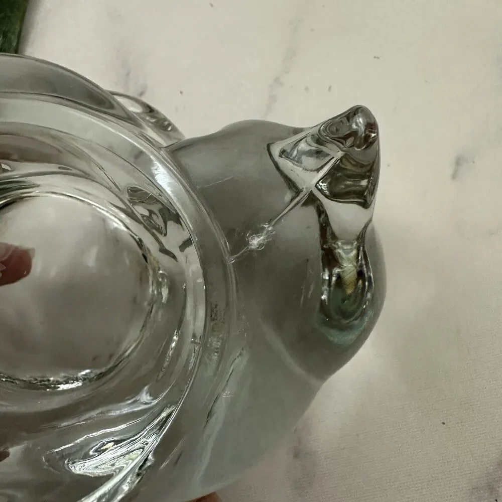 Vintage Clear Glass Cat Candle Holder Kitten Small Decor Cottagecore Votive